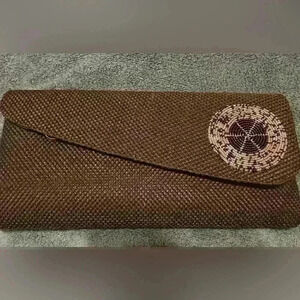 Black beaded hand woven large size clutch  in new condition super pretty